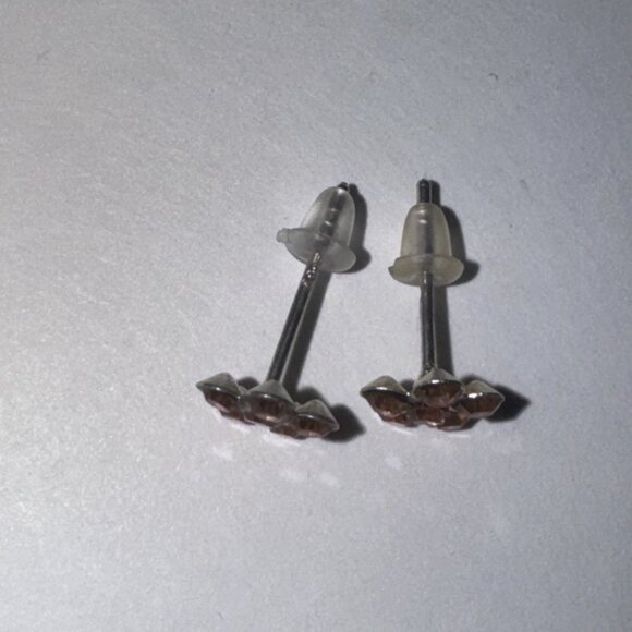 7mm Pink Flower Cz And Sterling Post Earrings - Picture 3 of 14